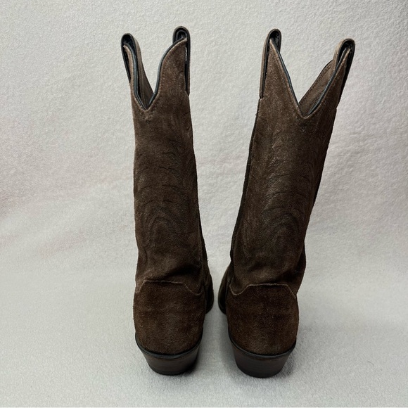 Justin Suede Western Cowboy Boots-Women’s 6.5-Chocolate Brown-Leather-Boho-Ranch - Picture 7 of 11